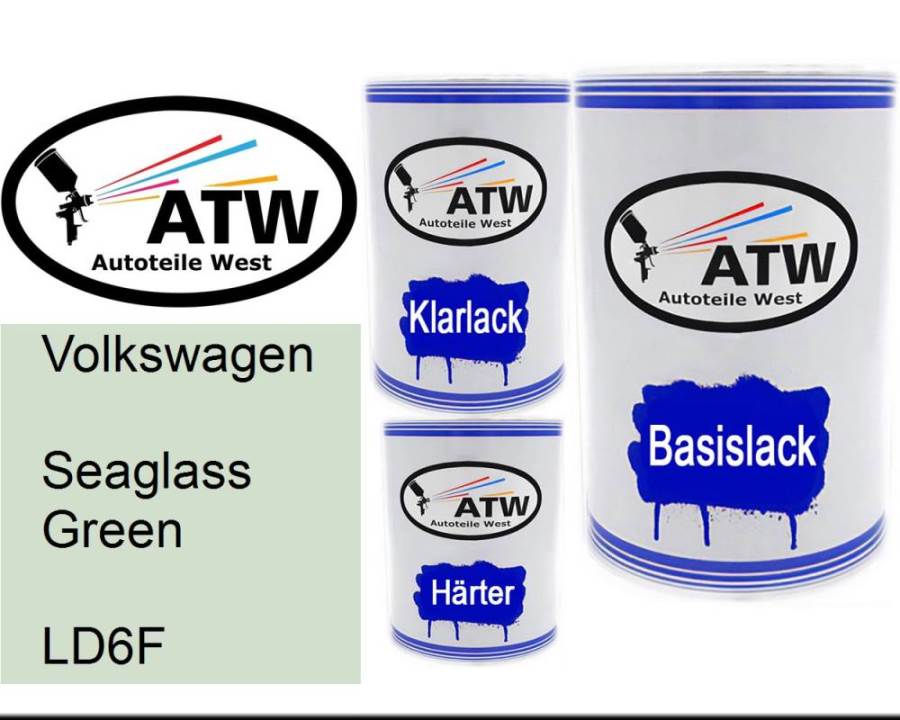 Volkswagen, Seaglass Green, LD6F: 500ml Lackdose + 500ml Klarlack + 250ml Härter - Set, von ATW Autoteile West.